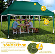 Laden Sie das Bild in den Galerie-Viewer, Faltpavillon wasserdicht. Pop Up. Ohne Seitenteile. 3x6 Meter. Gartenzelt. Partyzelt. UV50+ Schutz. Einfaches Faltsystem.