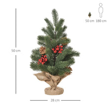 Laden Sie das Bild in den Galerie-Viewer, Mini-Weihnachtsbaum mit Schmuck, rote Beeren und Tannenzapfen – 50 cm Höhe