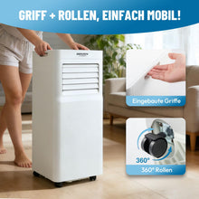 Laden Sie das Bild in den Galerie-Viewer, Mobile Klimaanlage 2600 Watt, 9000 BTU, R290. Farbe: Weiß.