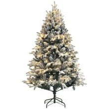 Laden Sie das Bild in den Galerie-Viewer, Weihnachtsbaum mit LED-Beleuchtung und Kunstschnee – 1,8 m, flammenhemmend, stabiler Metallfuß