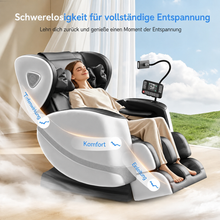 Laden Sie das Bild in den Galerie-Viewer, Ganzkörper-Massagesessel "Airport" mit Zero-Gravity-Funktion – Premium Massagesessel mit Heizfunktion, Bluetooth, Touchscreen, Luftdruckmassage &amp; 3D-Fußmassage für Zuhause und Büro