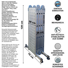 Laden Sie das Bild in den Galerie-Viewer, Multifunktionsklappleiter  4,60 m oder 5,7 m oder 6,70 m Länge. Einklappbar. (4,60 m auch mit Plattform.)
