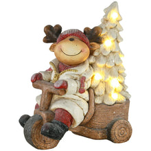 Laden Sie das Bild in den Galerie-Viewer, Weihnachtsdeko, Rentier mit Weihnachtsbaum, warme LED-Beleuchtung, Batteriebetrieb, In- und Outdoor, 44 cm