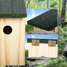 Laden Sie das Bild in den Galerie-Viewer, Hochwertige 4x Vogelhäuser aus Massivholz – Sicherer Nistplatz für heimische Gartenvögel