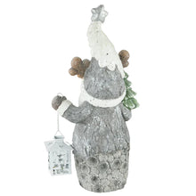 Laden Sie das Bild in den Galerie-Viewer, Weihnachtsdeko, Weihnachtsmann mit Tanne und Laterne, warme LED-Beleuchtung, Batteriebetrieb, In- und Outdoor, 55 cm