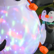 Laden Sie das Bild in den Galerie-Viewer, Aufblasbare Schneemann-Skulptur mit drei Pinguinen, 180 cm mit LED-Beleuchtung. Weihnachten Deko Luftfigur