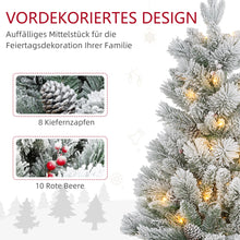 Laden Sie das Bild in den Galerie-Viewer, Weihnachtsbaum-Set – 2er-Set mit LED-Beleuchtung, Tannenzapfen und roten Beeren, 107 cm