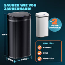 Laden Sie das Bild in den Galerie-Viewer, Abfalleimer XL mit Hand-Bewegungssensor, 58 Liter. Edelstahl, Weiß oder Schwarz.