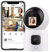 Laden Sie das Bild in den Galerie-Viewer, Überwachungskamera mit 2 Doppel-Objektiv und Bildschirm 6MP WLAN PTZ HD IP Kamera PIR Schwenkbar