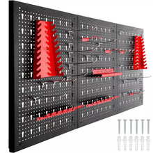 Laden Sie das Bild in den Galerie-Viewer, Werkzeugwand Metall 120 × 60 cm. Lochwand mit 25 Haken und Halterungen.