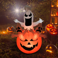 Laden Sie das Bild in den Galerie-Viewer, Halloween Deko Aufblasbarer Kürbis Geist Gespenst Figur Luftfigur mit LED