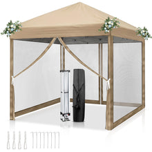 Laden Sie das Bild in den Galerie-Viewer, Faltpavillon 3 x 3 m Pop-Up – Partyzelt, Eventzelt &amp; Gartenzelt mit 4 Moskitonetzen in Grau, Blau oder beige