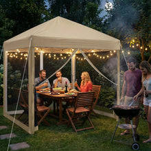 Laden Sie das Bild in den Galerie-Viewer, Faltpavillon 3 x 3 m Pop-Up – Partyzelt, Eventzelt &amp; Gartenzelt mit 4 Moskitonetzen in Grau, Blau oder beige
