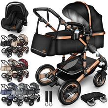 Laden Sie das Bild in den Galerie-Viewer, Kinderwagen 3 in 1 Kombi-Buggy Reisebuggy inkl. Auto- Babyschale. Faltbar.