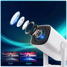Laden Sie das Bild in den Galerie-Viewer, Mini-Beamer rechteckiges Gehäuse, 4K UHD Heimkino Projektor LCD 5G WiFi Bluetooth Taschenkino für Iphone und Android