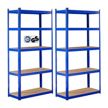 Laden Sie das Bild in den Galerie-Viewer, 2er Set blaue Schwerlastregale 180 x 90 x 40 cm jeweils bis 875 kg