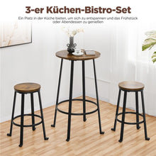 Laden Sie das Bild in den Galerie-Viewer, Barhocker 2er Set mit Bar-Tisch im Industriestil. Holz und Metall.