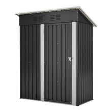 Laden Sie das Bild in den Galerie-Viewer, Geräteschuppen Gerätehaus Metall XL – 140 cm Breite - Gartenhaus mit Fundament, Pultdach – 1 m³