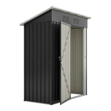 Laden Sie das Bild in den Galerie-Viewer, Geräteschuppen Gerätehaus Metall XL – 140 cm Breite - Gartenhaus mit Fundament, Pultdach – 1 m³