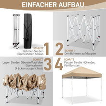 Laden Sie das Bild in den Galerie-Viewer, Faltpavillon 3 x 3 m Pop-Up – Partyzelt, Eventzelt &amp; Gartenzelt mit 4 Moskitonetzen in Grau, Blau oder beige