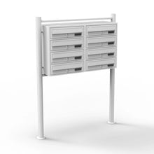 Laden Sie das Bild in den Galerie-Viewer, Briefkastenanlage Doppel 8er Standanlage Weiß 8 Fächer (2x4)