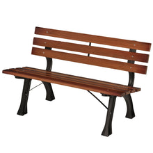 Laden Sie das Bild in den Galerie-Viewer, Parkbank mit Rückenlehne. 120 cm Breite. Dunkles Holz. 2-Sitzer. Im typischen Parkbank-Look. Lamellen.