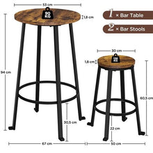 Laden Sie das Bild in den Galerie-Viewer, Barhocker 2er Set mit Bar-Tisch im Industriestil. Holz und Metall.