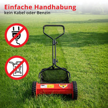 Laden Sie das Bild in den Galerie-Viewer, Spindelmäher lautloser Rasenmäher 350mm Schnittbreite 20L Fangkorb Rasen