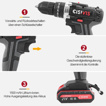 Laden Sie das Bild in den Galerie-Viewer, Akkuschrauberset, Schlagbohrschrauber, Bohrmaschine mit 2 Akkus mit Ladegerät.