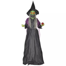 Laden Sie das Bild in den Galerie-Viewer, Halloween-Hexe 180 cm mit Gruselkopf, LED-Lichter, Soundfunktion