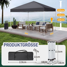 Laden Sie das Bild in den Galerie-Viewer, Faltpavillon 3 x 3 m Pop-Up – Partyzelt, Eventzelt &amp; Gartenzelt mit 4 Moskitonetzen in Grau, Blau oder beige