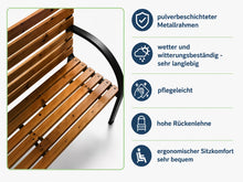 Laden Sie das Bild in den Galerie-Viewer, Parkbank 120 cm. Robust, elegant und langlebig – die Gartenbank TOSKANA