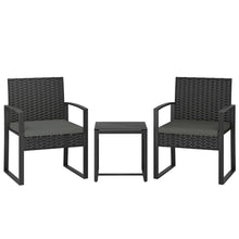 Laden Sie das Bild in den Galerie-Viewer, Rattan Bistroset, 3 teiliges Gartenmöbel-Set mit 2 Gartenstühlen und Tisch
