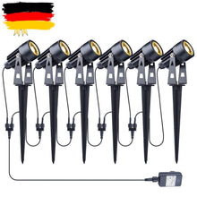 Laden Sie das Bild in den Galerie-Viewer, LED Gartenlicht 6er Set mit Gartenspieß. 6 x 3 Watt LED-Licht. Warmweiß.