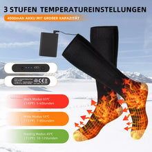 Laden Sie das Bild in den Galerie-Viewer, Heizbares Paar Socken mit 2 x Akku 4000 mAh. Nie mehr kalte Füße! Perfekt in der kalten Jahreszeit.