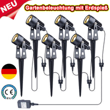 Laden Sie das Bild in den Galerie-Viewer, LED Gartenlicht 6er Set mit Gartenspieß. 6 x 3 Watt LED-Licht. Warmweiß.