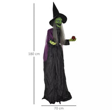 Laden Sie das Bild in den Galerie-Viewer, Halloween-Hexe 180 cm mit Gruselkopf, LED-Lichter, Soundfunktion
