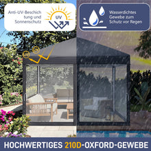 Laden Sie das Bild in den Galerie-Viewer, Faltpavillon 3 x 3 m Pop-Up – Partyzelt, Eventzelt &amp; Gartenzelt mit 4 Moskitonetzen in Grau, Blau oder beige