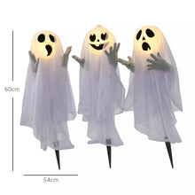 Laden Sie das Bild in den Galerie-Viewer, Halloween 3er Set Geister-Hofpfahl mit LED-Lichtern