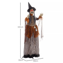 Laden Sie das Bild in den Galerie-Viewer, Halloween-Hexe 183 cm mit roten Augen LED-Lichter, Soundfunktion