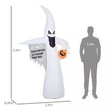 Laden Sie das Bild in den Galerie-Viewer, Halloween aufblasbarer Kürbis-Geist 240 cm mit LED-Lichtern