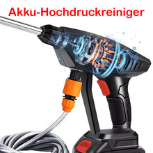 Laden Sie das Bild in den Galerie-Viewer, Mobiler Akku-Hochdruckreiniger Modell 2026 mit 2 Akkus inkl. Ladegerät und viel Zubehör!