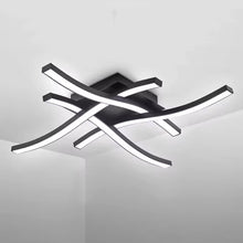Laden Sie das Bild in den Galerie-Viewer, Schwarze LED-Deckenleuchte – dimmbare 24W Deckenlampe in Chrom-Alu für Büro, Wohnzimmer &amp; Flur