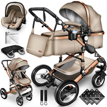 Laden Sie das Bild in den Galerie-Viewer, Kinderwagen 3 in 1 Kombi-Buggy Reisebuggy inkl. Auto- Babyschale. Faltbar.