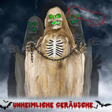 Laden Sie das Bild in den Galerie-Viewer, Halloween Dekoration 183 cm Hängendes Skelett mit LED-Lichter Soundfunktion