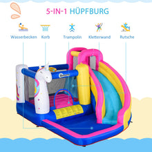 Laden Sie das Bild in den Galerie-Viewer, Einhorn-Hüpfburg mit Wasserpark – der Traum aller Kinder!