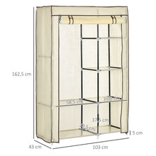 Laden Sie das Bild in den Galerie-Viewer, Stoffschrank, Faltschrank 1,62 Höhe, Kleiderschrank mit 2 Kleiderstangen, 6 Fächern, beige