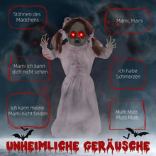 Laden Sie das Bild in den Galerie-Viewer, Halloween Dekoration Geisterpuppe 76 cm mit LED-Lichter Soundfunktion