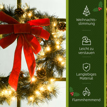 Laden Sie das Bild in den Galerie-Viewer, Tannenkranz Weihnachtskranz Künstlicher Türkranz mit LED und Schleife, 60 cm