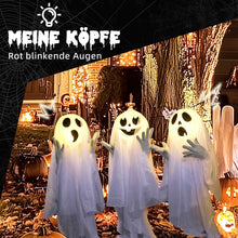 Laden Sie das Bild in den Galerie-Viewer, Halloween 3er Set Geister-Hofpfahl mit LED-Lichtern
